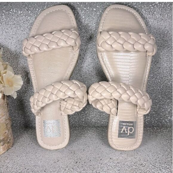 Dolce Vita Ivory Faux Leather Braided Slides Sandals Size 7.5 - Picture 4 of 6
